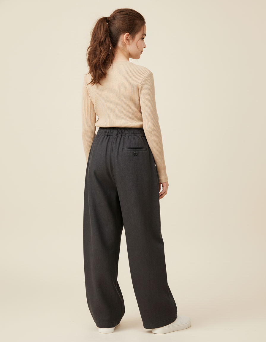 Pantalon Baggy Gris Ample Cargo Confortable Fille - Laine - vue 2