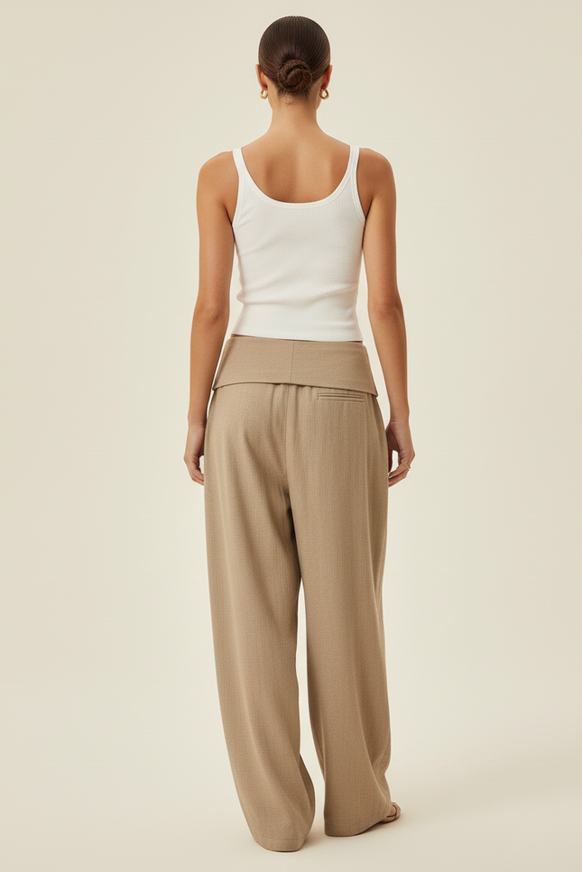 Pantalon Baggy Beige Ample Fluide Décontracté Femme - Lin - vue 2