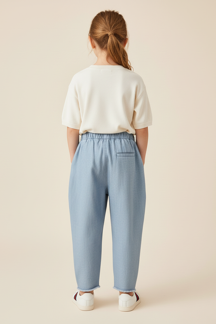 Pantalon Baggy Denim Cœurs Noirs Fille Ample - Bleu Jean - vue 2