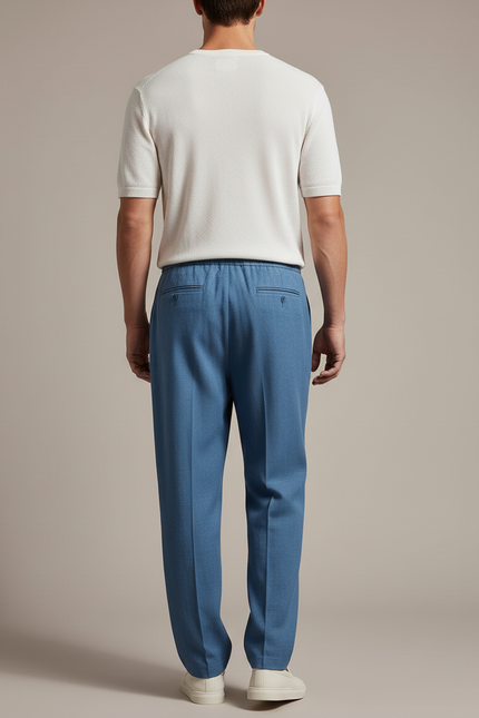 Pantalon Baggy Bleu Tissu Décontracté Droit Homme - Coton - vue 2