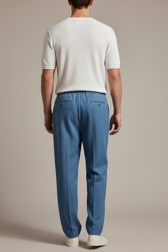 Pantalon Baggy Bleu Tissu Décontracté Droit Homme - Coton - vue 2