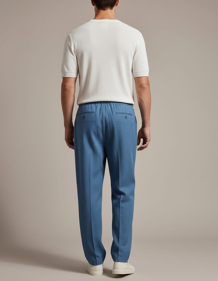 Pantalon Baggy Bleu Tissu Décontracté Droit Homme - Coton - vue 2