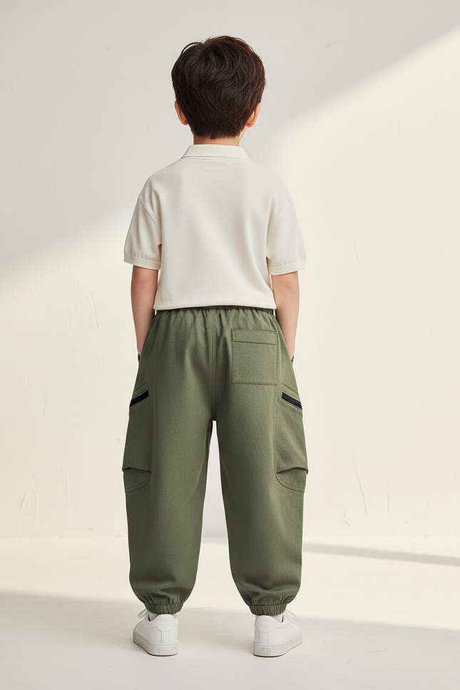 Pantalon Baggy Kaki Coton Cargo Ample Garçon - vue 2