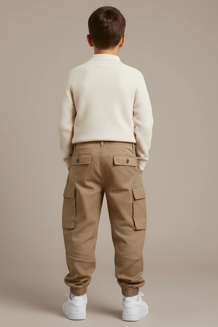 Pantalon Baggy Kaki Cargo Plissé Coton Enfant - vue 2