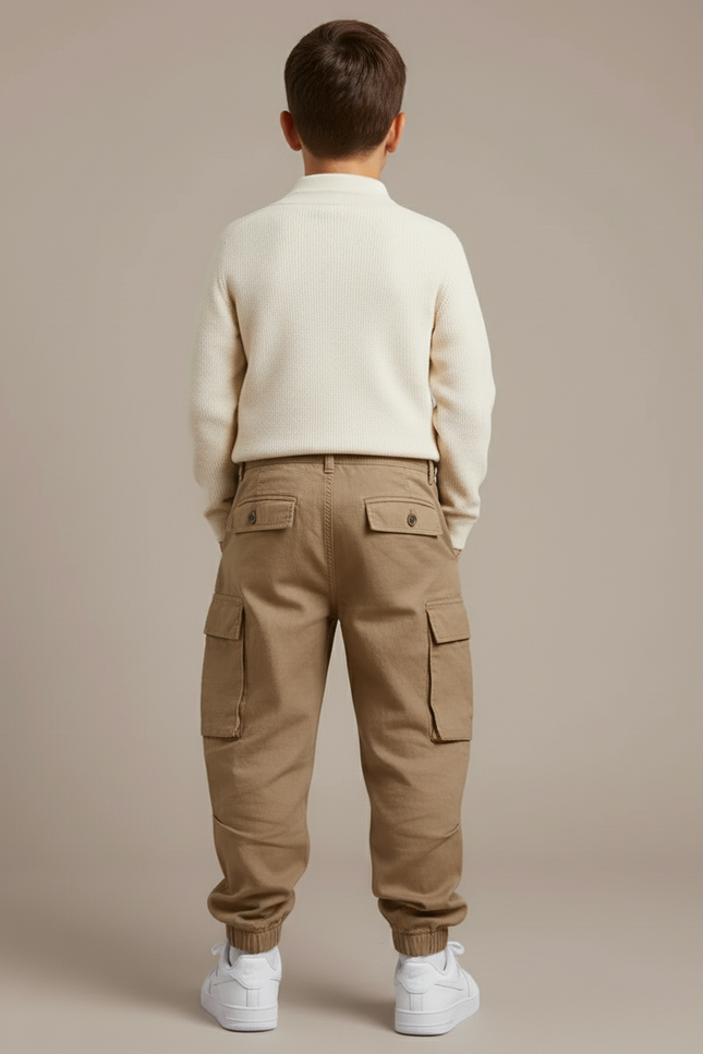 Pantalon Baggy Kaki Cargo Plissé Coton Enfant - vue 2