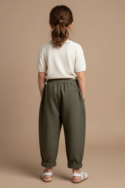 Pantalon Baggy Vert Kaki Lin Ample Enfant - vue 2