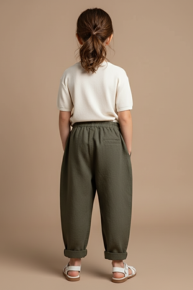 Pantalon Baggy Vert Kaki Lin Ample Enfant - vue 2