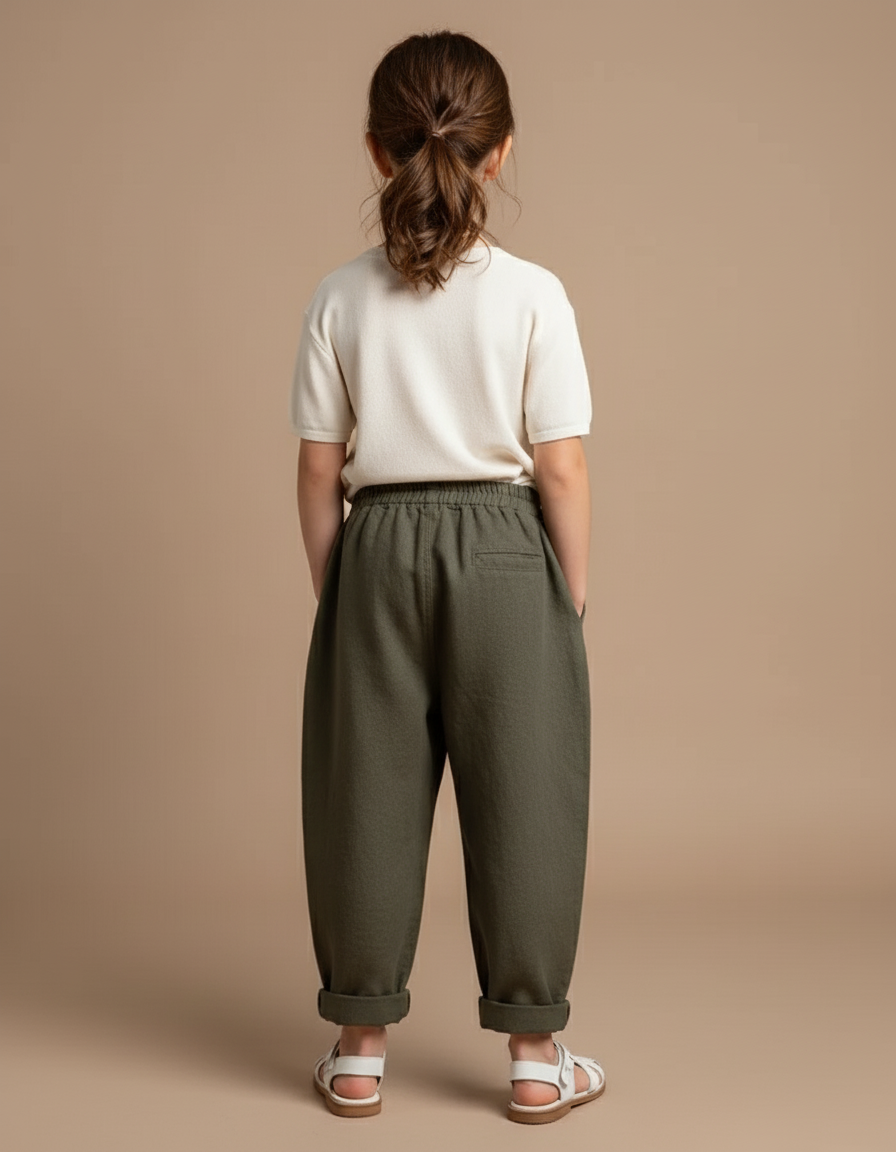 Pantalon Baggy Vert Kaki Lin Ample Enfant - vue 2
