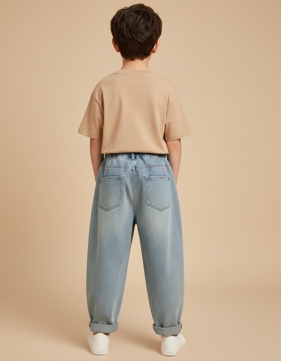 Pantalon Baggy Jean Clair Ample Déchiré Dessins Garçon - Bleu - vue 2