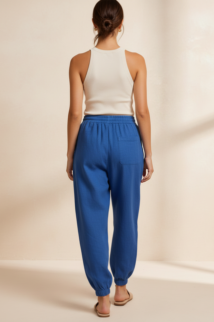 Pantalon Baggy Bleu Imprimé Los Angeles Décontracté Femme - Molleton - vue 2