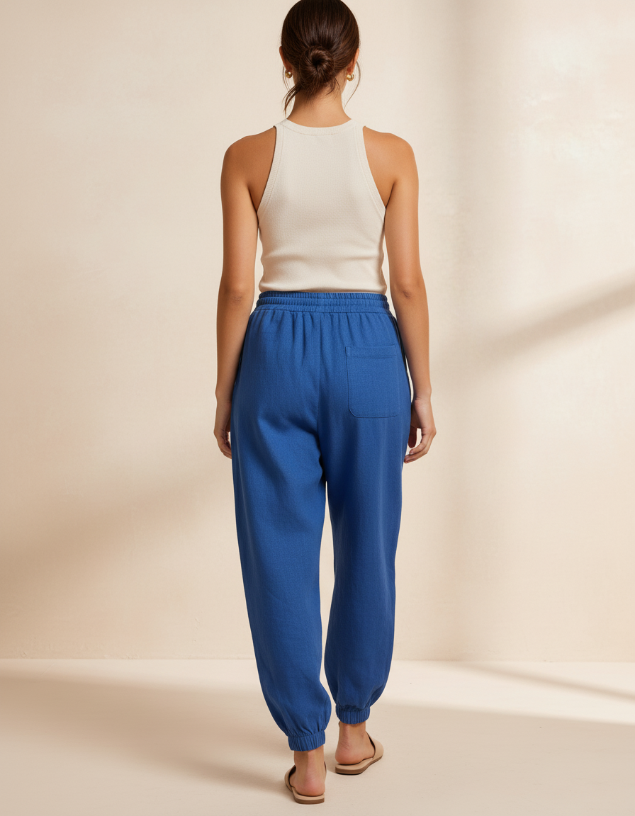 Pantalon Baggy Bleu Imprimé Los Angeles Décontracté Femme - Molleton - vue 2