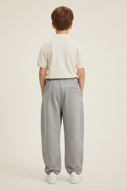 Pantalon Baggy Gris Ample Molleton Décontracté Cordon Adolescent - vue 2