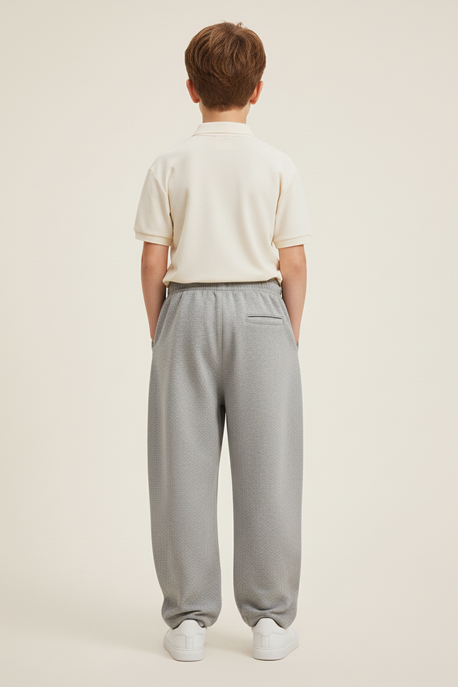 Pantalon Baggy Gris Ample Molleton Décontracté Cordon Adolescent - vue 2