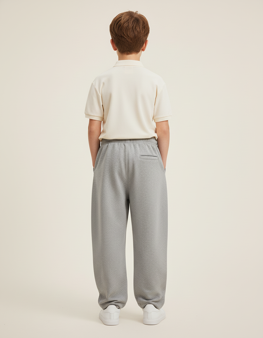 Pantalon Baggy Gris Ample Molleton Décontracté Cordon Adolescent - vue 2