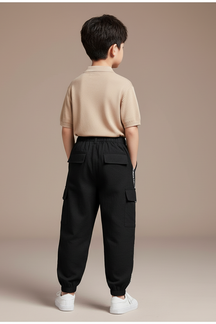 Pantalon Baggy Noir Cargo Décontracté Enfant - Toile - vue 2
