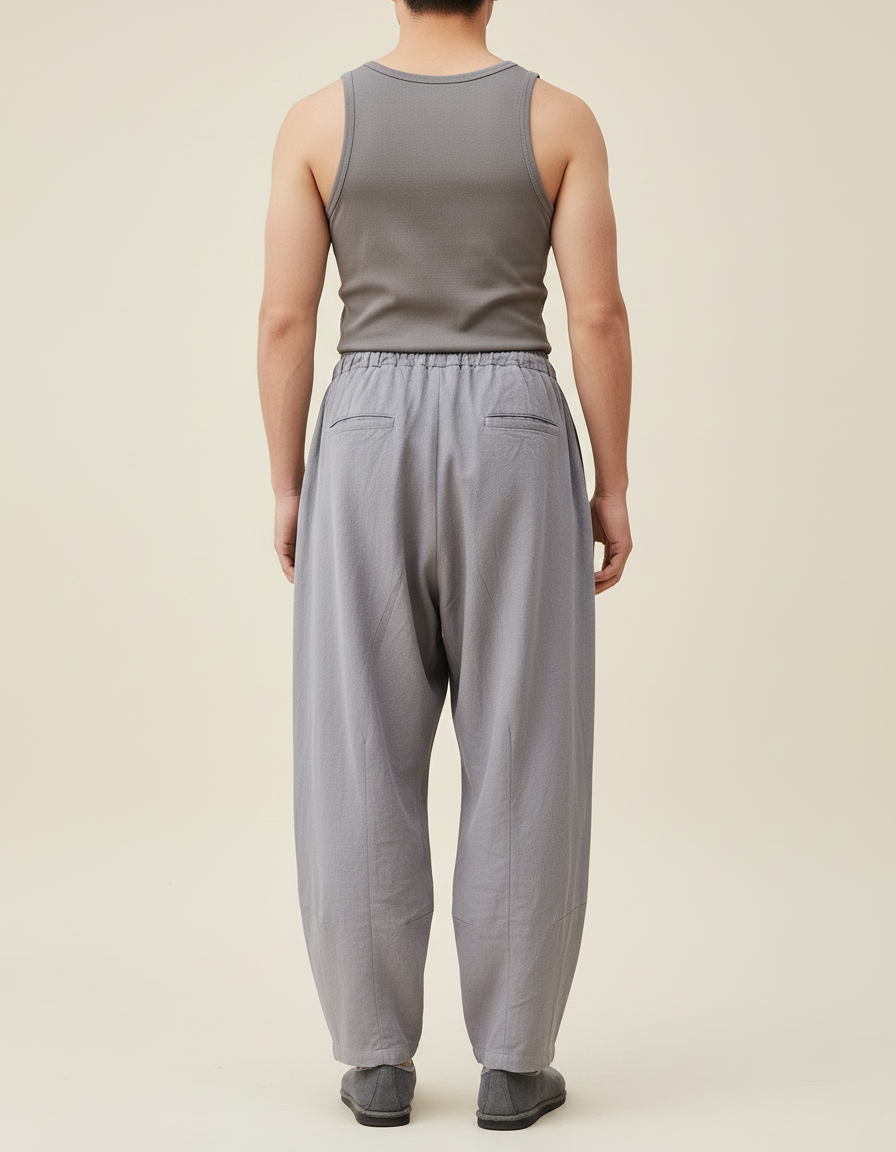 Pantalon Baggy Homme Gris Parachute - Lin - vue 2