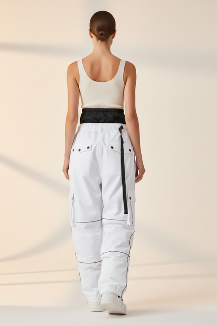 Pantalon Baggy Blanc Noir Imperméable Ski Unisexe - Polyester - vue 2