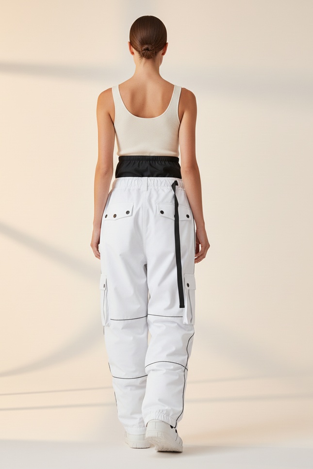 Pantalon Baggy Blanc Noir Imperméable Ski Unisexe - Polyester - vue 2