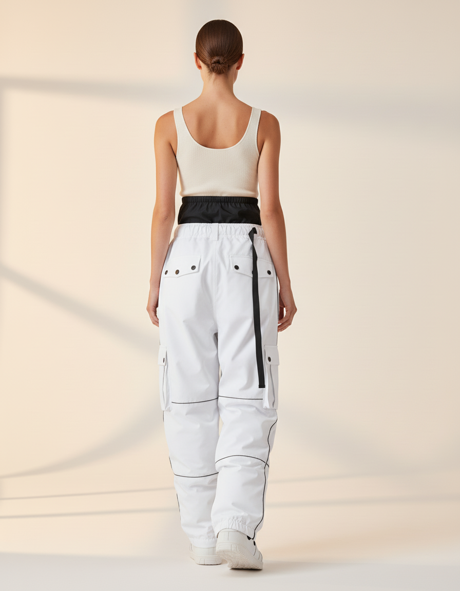 Pantalon Baggy Blanc Noir Imperméable Ski Unisexe - Polyester - vue 2
