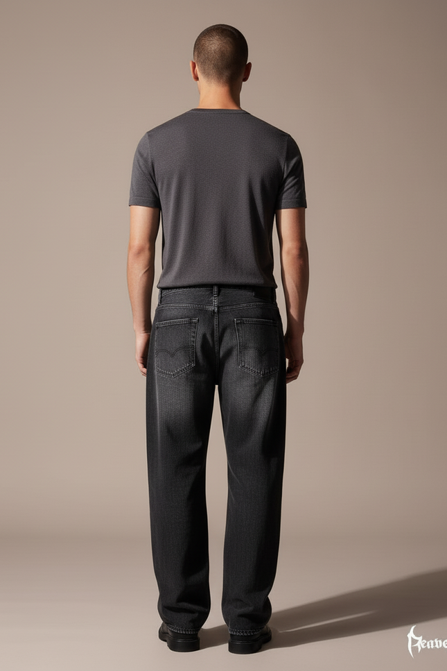 Pantalon Baggy Noir Denim Déchiré Ample Homme - Jean - vue 2