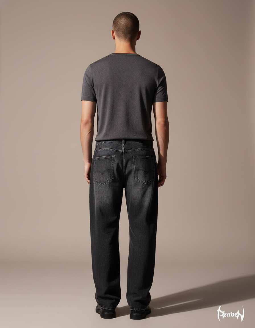 Pantalon Baggy Noir Denim Déchiré Ample Homme - Jean - vue 2