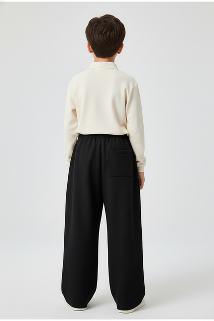 Pantalon Baggy Noir Ample Coton Élastique Garçon Sport - Molleton - vue 2