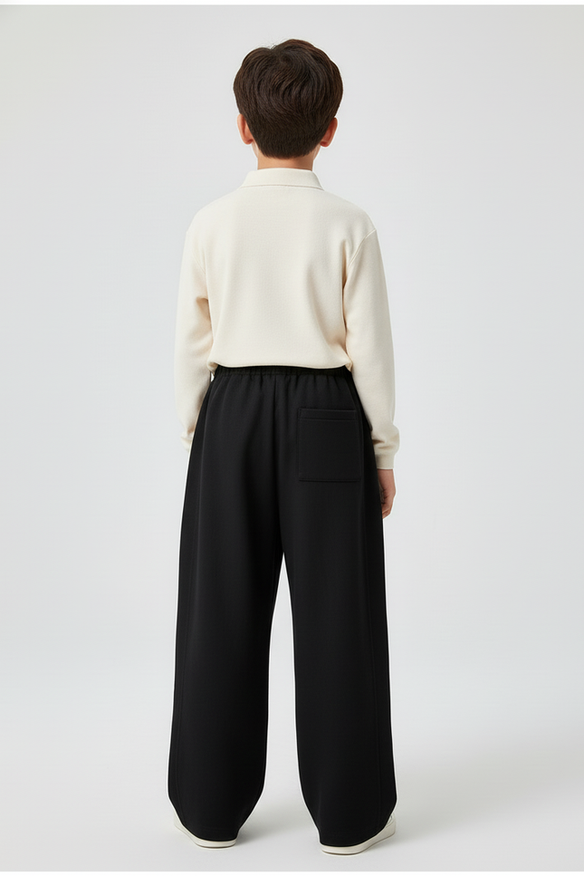 Pantalon Baggy Noir Ample Coton Élastique Garçon Sport - Molleton - vue 2