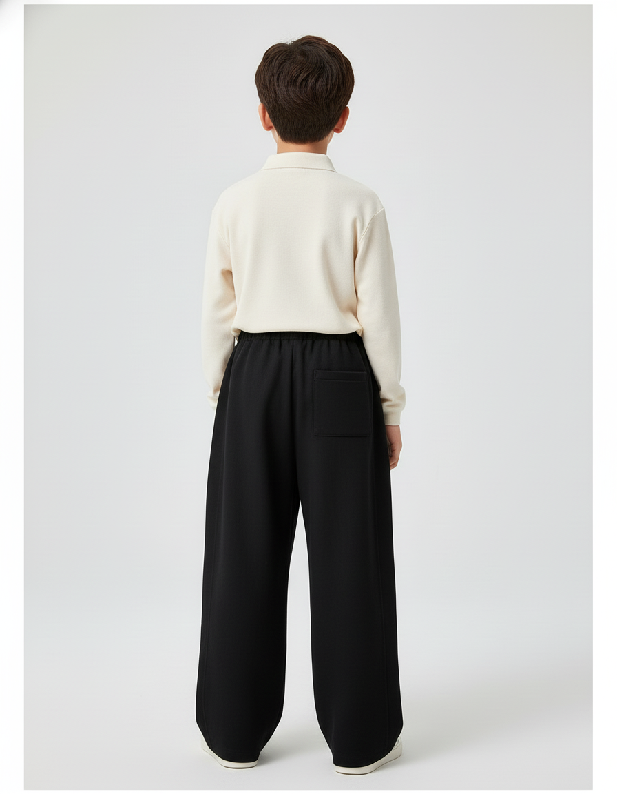 Pantalon Baggy Noir Ample Coton Élastique Garçon Sport - Molleton - vue 2