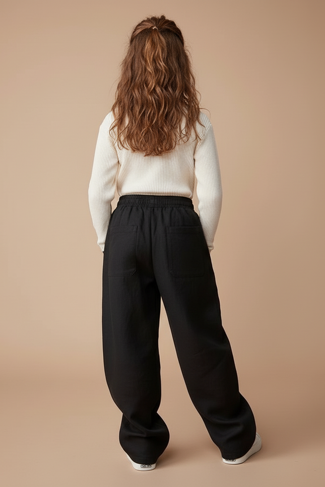 Pantalon Baggy Noir Ample Graffiti Streetwear Enfant Fille - Toile - vue 2