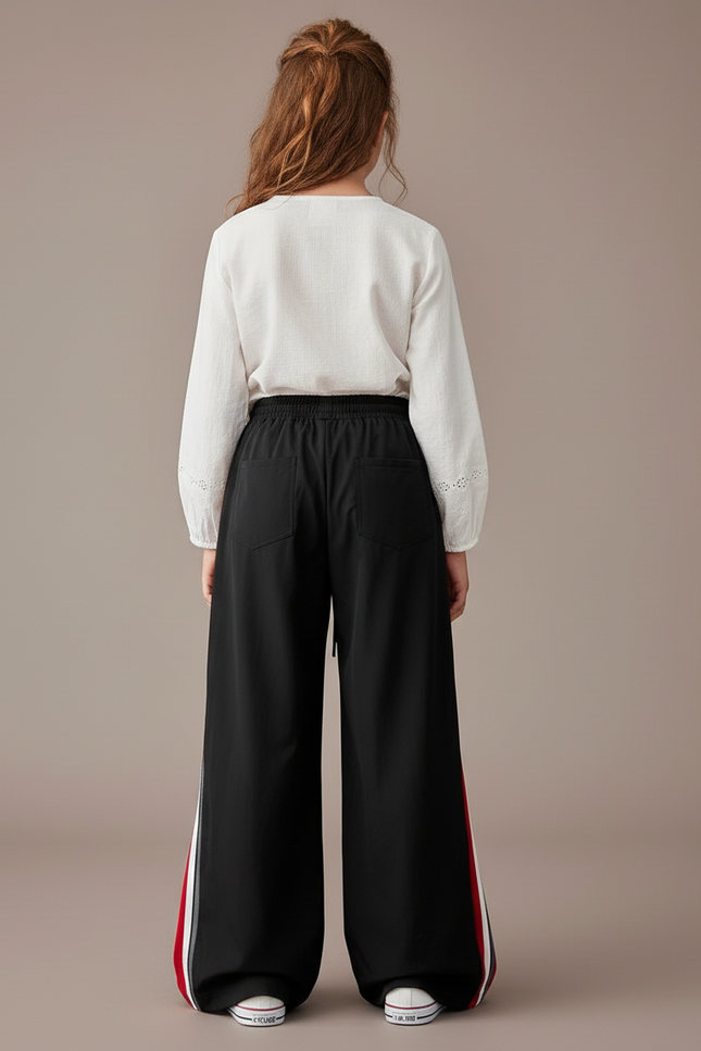 Pantalon Baggy Noir Rouge Zippé Ample Fille - Multicolore Polyester - vue 2