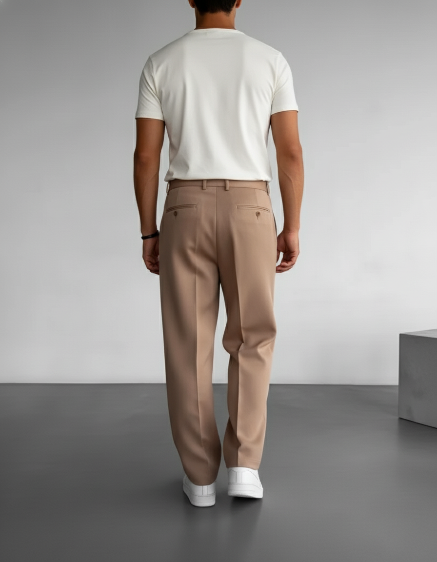 Pantalon Baggy Beige Ample Plissé Confort Homme - Gabardine - vue 2
