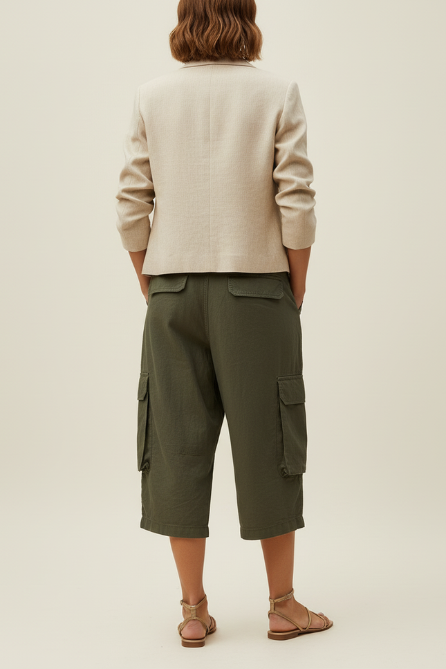 Pantalon Baggy Kaki Cargo Ample Court Coton - vue 2
