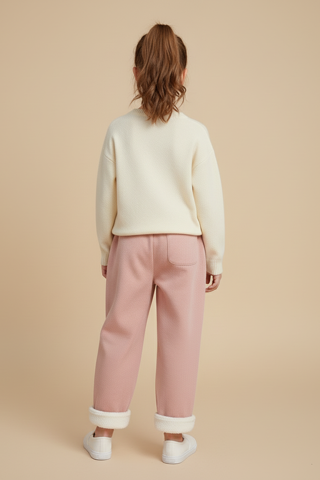Pantalon Baggy Rose Épais Décontracté Molletonné Enfant - vue 2