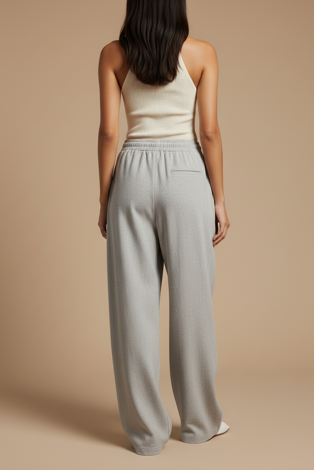 Pantalon Baggy Gris Fluide Décontracté Femme - Laine - vue 2