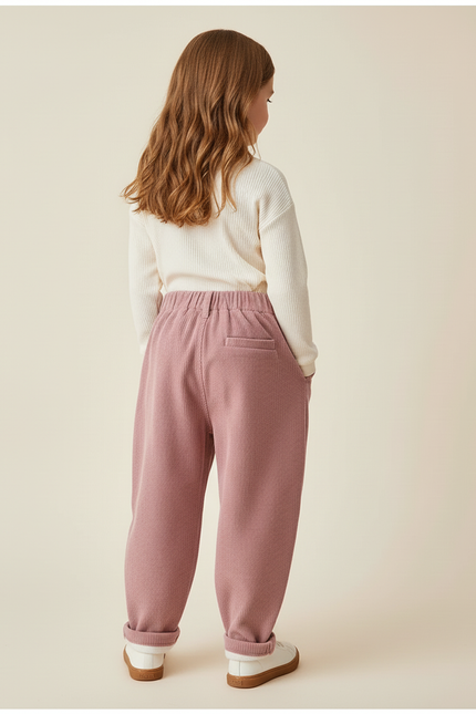 Pantalon Baggy Rose Côtelé Enfant Ample Décontracté - Cordé - vue 2