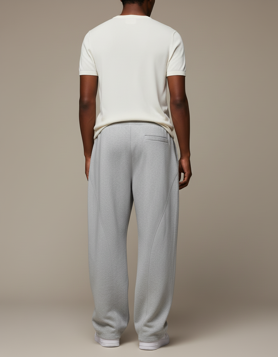 Pantalon Baggy Gris Ample Sport Cordon Décontracté Homme - Molleton - vue 2