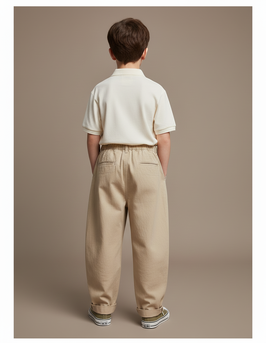 Pantalon Baggy Kaki Coton Ample Décontracté Garçon - vue 2