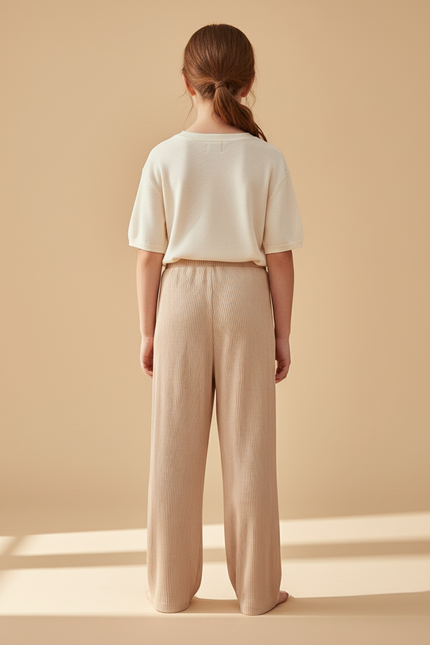 Pantalon Baggy Côtelé Beige Ample Confortable Fille - Cordé - vue 2