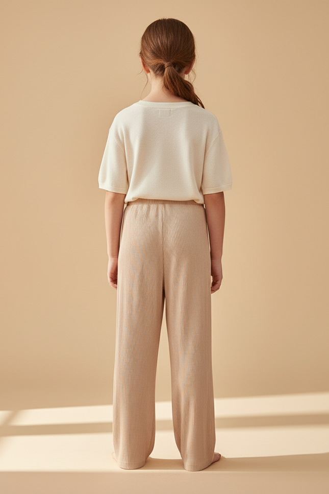 Pantalon Baggy Côtelé Beige Ample Confortable Fille - Cordé - vue 2