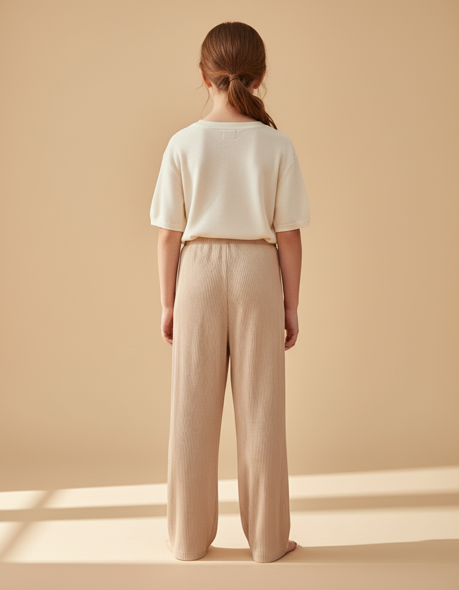 Pantalon Baggy Côtelé Beige Ample Confortable Fille - Cordé - vue 2