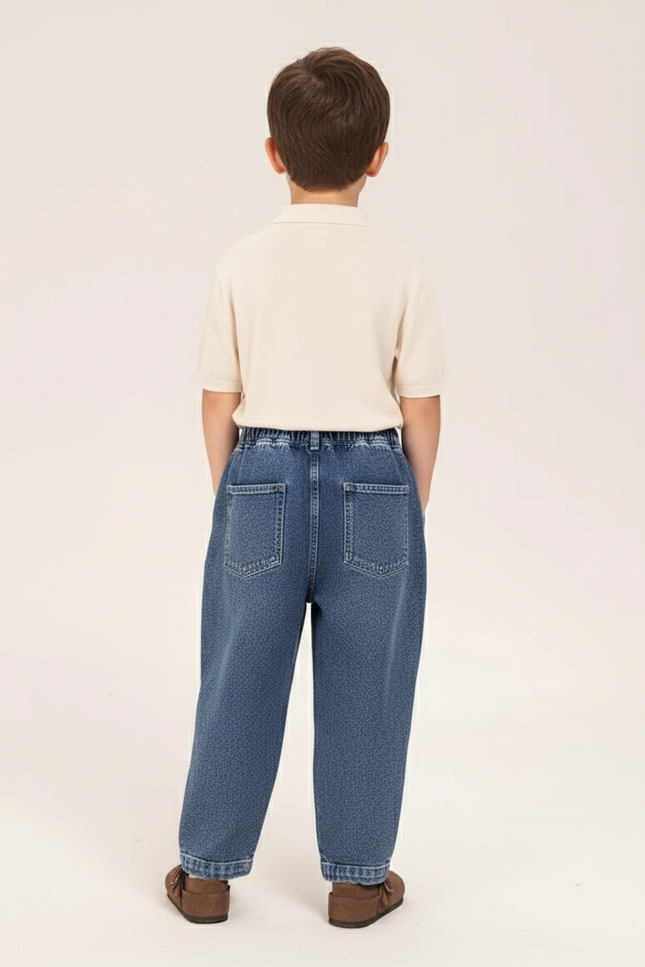 Pantalon Baggy Jean Bleu Délavé Ample Décontracté Enfant - vue 2