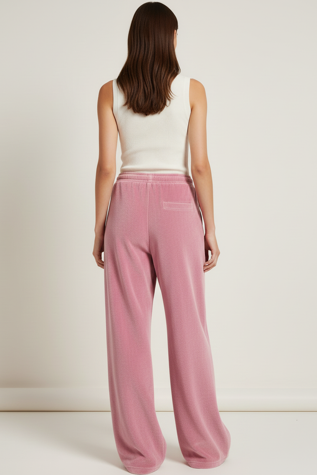 Pantalon Baggy Velours Femme - Rose - vue 2