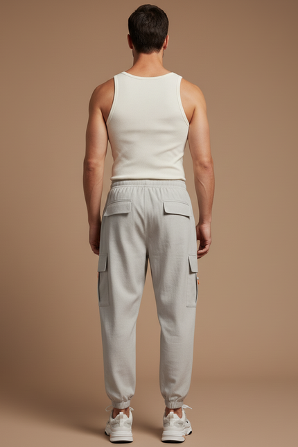 Pantalon Baggy Gris Cargo Ample Impression Décontracté Homme - Toile - vue 2