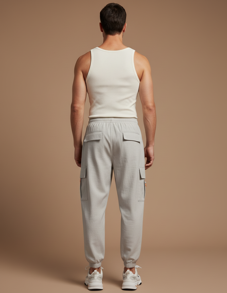 Pantalon Baggy Gris Cargo Ample Impression Décontracté Homme - Toile - vue 2