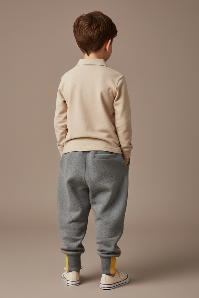 Pantalon Baggy Gris Coton Ample Sport Enfant - Molleton - vue 2