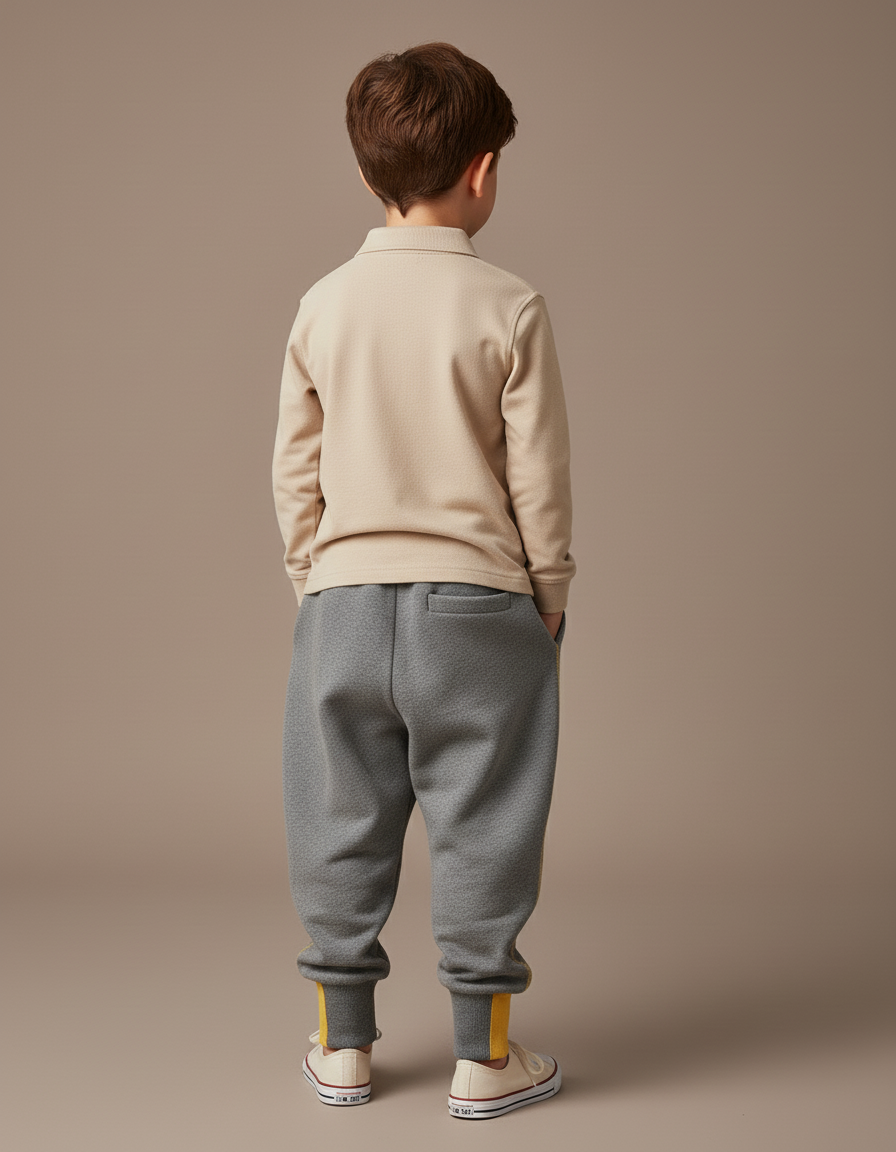 Pantalon Baggy Gris Coton Ample Sport Enfant - Molleton - vue 2