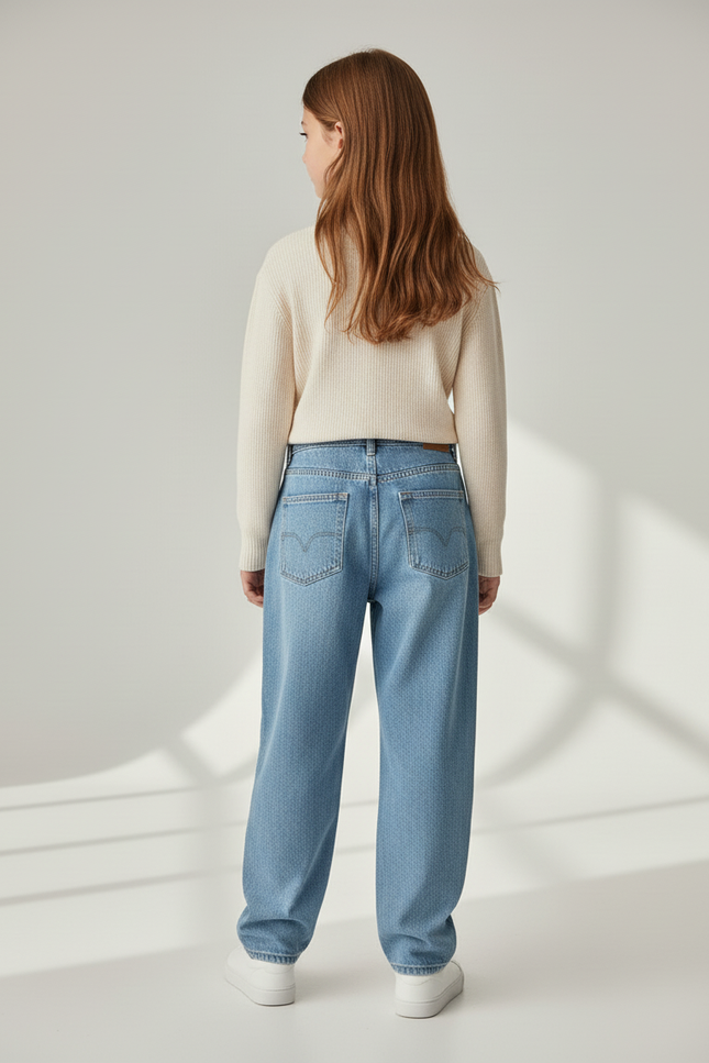 Pantalon Baggy Jean Clair Ample Imprimé Araignée Unisexe - Bleu - vue 2