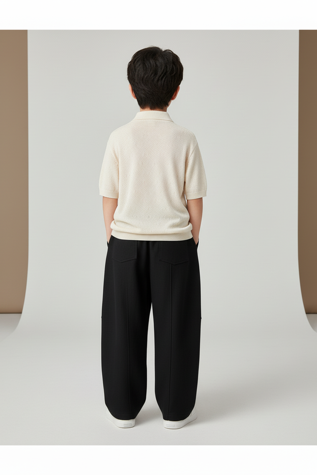 Pantalon Baggy Noir Ample Confortable Garçon Décontracté - Molleton - vue 2