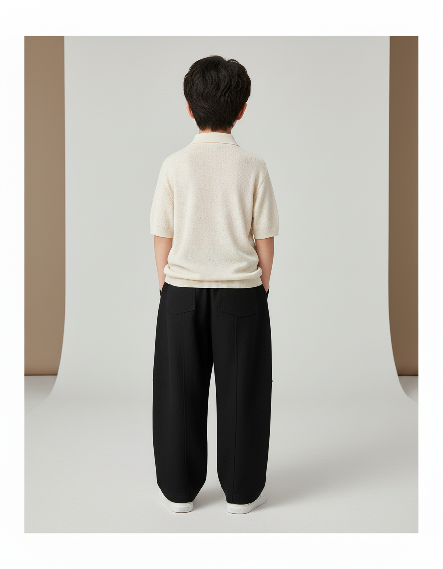 Pantalon Baggy Noir Ample Confortable Garçon Décontracté - Molleton - vue 2