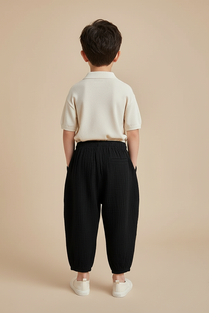 Pantalon Baggy Noir Ample Coton Enfant Confortable - vue 2